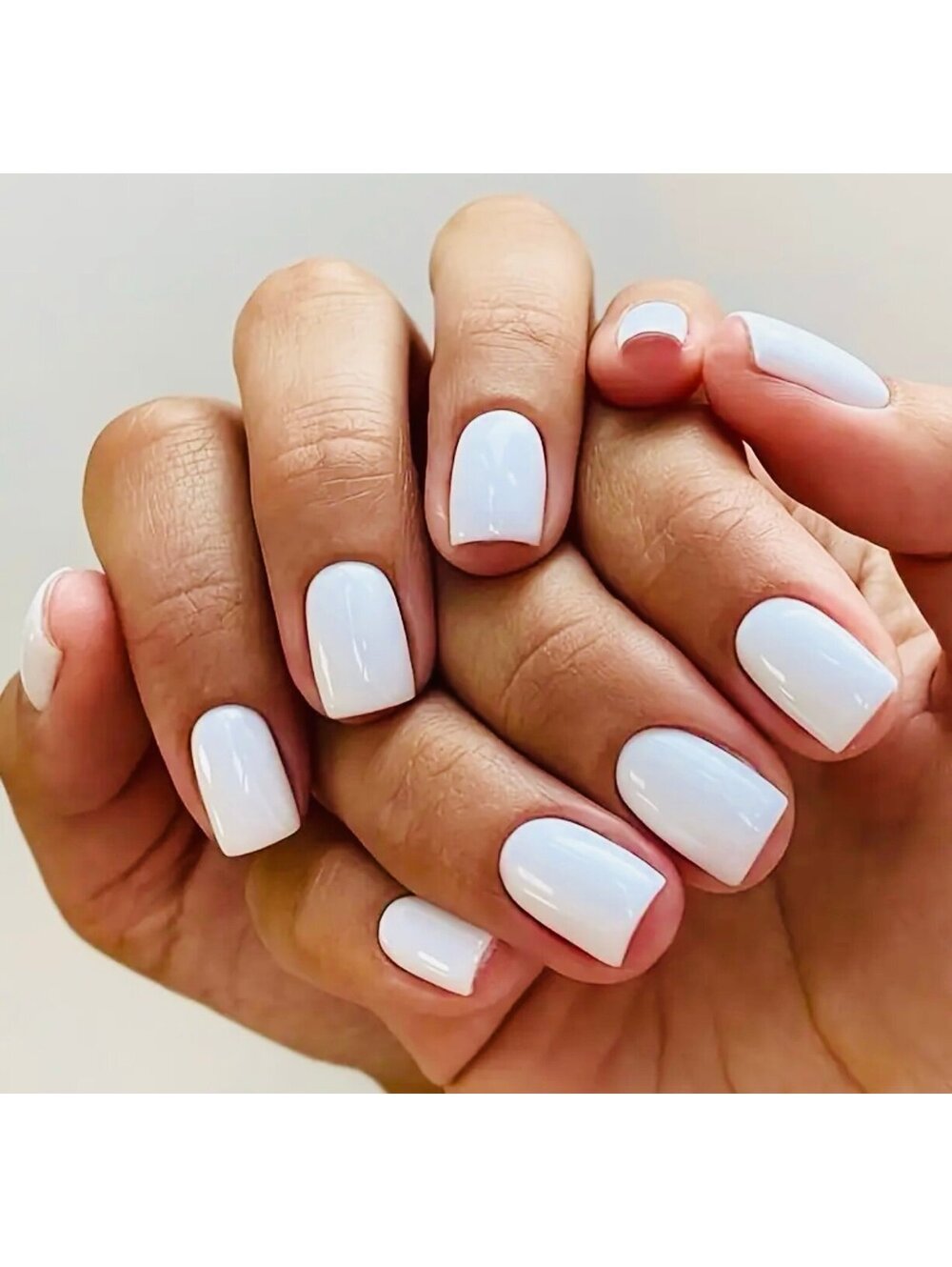 New - 24Pcs - Glossy White Medium Square - Reusable Press-On Nails